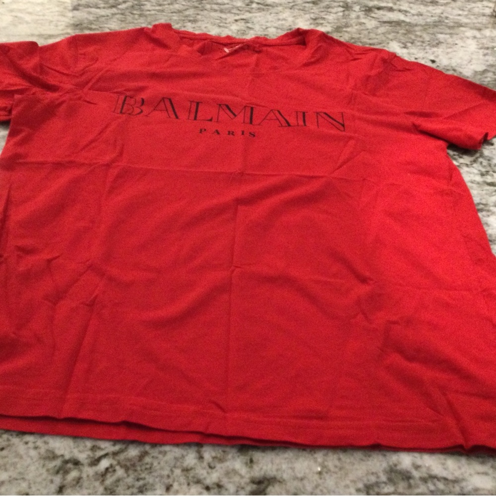 Balmain Scarlet Tee with Logo
